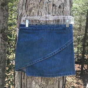 dark blue denim wrap skirt